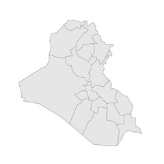 Iraq political map of administrative divisions - governorates and Kurdistan Region. Grey blank vector editable map EPS.