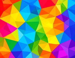 Vibrant polygon pattern in rainbow colors