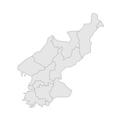 North Korea political map of administrative divisions - provinces. Grey blank vector editable map EPS.