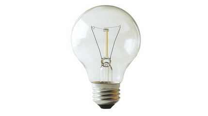 Incandescent light bulb isolated on transparent background with filament inside