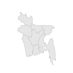Bangladesh political map of administrative divisions - divisions. Grey blank vector editable map EPS.