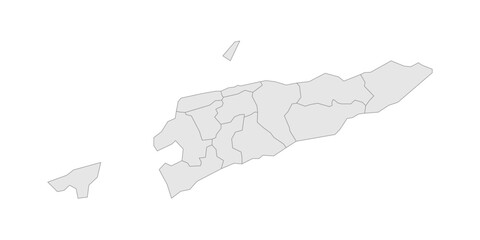 East Timor political map of administrative divisions - municipalities and Special Administrative Region Oecusse-Ambeno. Grey blank vector editable map EPS.