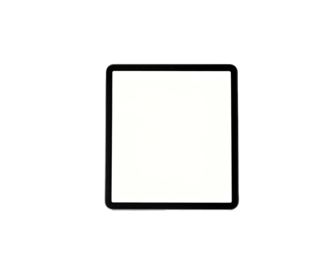 Digitized display, blank, floating against an abyss of pure black