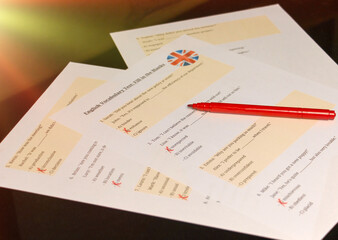 English vocabulary test in classroom