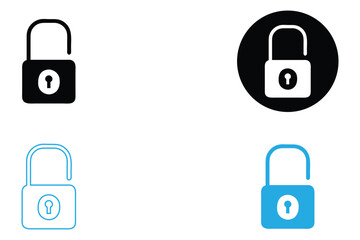 Lock and unlock icon set, Lock icon vector Flat security symbol vector, silhouette, line art illustration