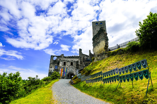View of the Liebenfels Castle ruins. Old ruins in Carinthia near Liebenfels.
