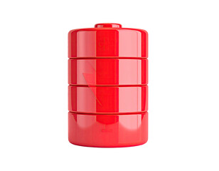 Red, cylindrical battery graphic with charge indicator and stacked segments, isolated