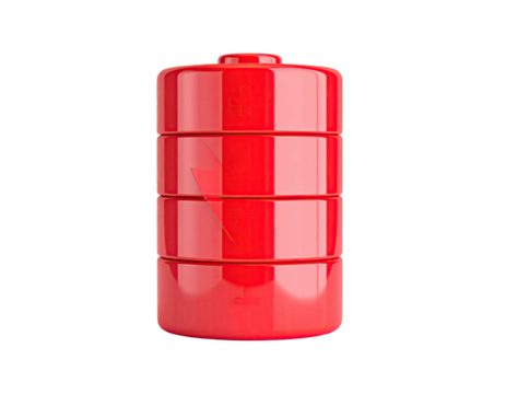 Red, cylindrical battery graphic with charge indicator and stacked segments, isolated