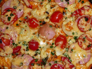 Extreme Close-up of Delicious Homemade Pizza Toppings