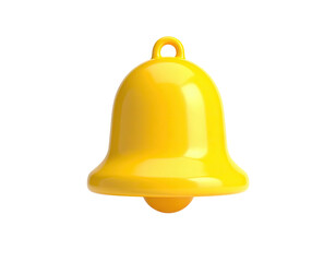 3D rendered gold-yellow bell with a loop on top, isolated on black background
