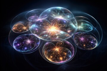 Abstract Glowing Spheres In Space