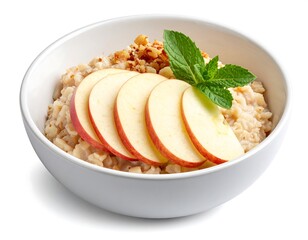 Healthy Oatmeal with Apple and Walnuts Breakfast.