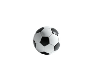 Obraz premium A soccer ball, black and white, sits isolated against a pure black background