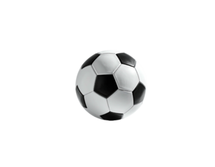A classic black and white soccer ball isolated against a stark, black background (1)