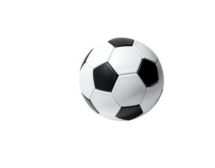 Obraz premium A classic black and white soccer ball is centered on a black background