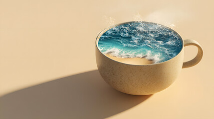 Escape to paradise with this stunning coffee cup holding a vibrant ocean scene