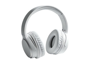 White over-ear headphones, angled slightly, set against a pure black background