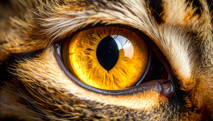 Golden Gaze: Macro Close-up of a Cat's Eye