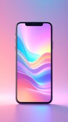 Sleek smartphone display with flowing pastel gradients