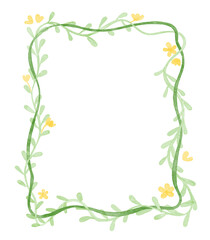 Watercolor Vector Floral Vine Frame. Flower border for card, and invitation.