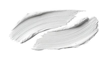 Two flowing white paint strokes