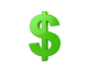 Obraz premium 3D rendering of a bright green dollar sign against a black background