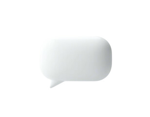 A glossy white chat bubble floats against a stark black background