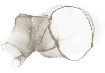 Abstract Brown Watercolor Ink Stain on Transparent backhround