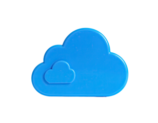 Simple sky-blue cloud icon design, a small cloud nested within a larger one