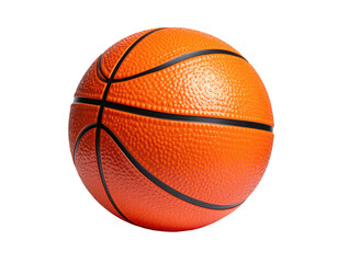 A vibrant orange ball with black lines, isolated on a transparent black background