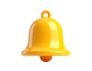 Glossy, golden bell icon with a loop and a small ball on black background