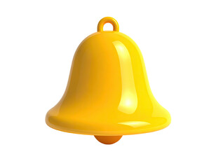 A 3D rendered, shiny yellow bell with a loop on top, against a black backdrop