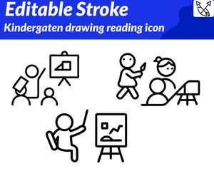 Kindergarten drawing and reading icon. Designed with bright, soft colors and rounded shapes to feel warm. friendly, and educational — ideal for preschool, childcare early education activity concepts.