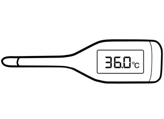 Simple and realistic line drawing of a thermometer