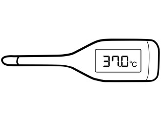 Simple and realistic line drawing of a thermometer