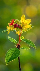 Close Up of Vibrant Yellow and Red Flower.