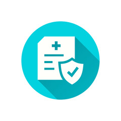 Medical insurance flat icon. Simple illustration with long shadow for graphic and web design.