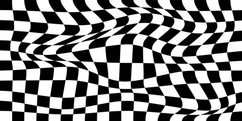 Obraz premium Black and white checker pattern vector illustration. Chess board. Abstract checkered checkerboard for game. Grid geometric square shape. Race flag. Retro mosaic checkerboard psychedelic pattern.