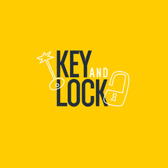 Key and lock are the emblem of safety and reliability in security and security solutions. Vector illustration.