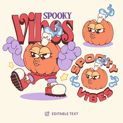 Spooky Vibes Vintage Cartoon Halloween