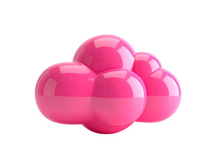 Glossy pink spheres clustered together against a stark black background