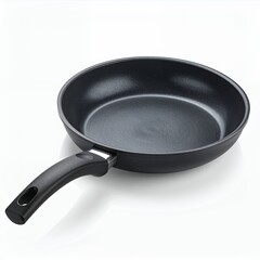 Sleek non-stick frying pan with ergonomic handle isolated on clean white background