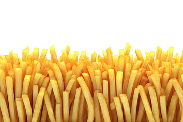 Abundance of Golden French Fries on a Transparent Background Detail Shot of Crispy Fried Potatoes Delicious and Appetizing Food Photography Close Up Bright Lighting
