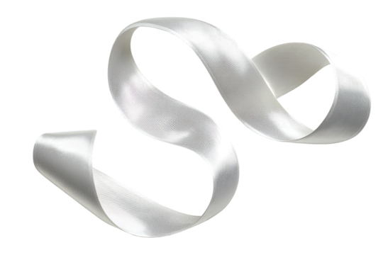 White satin ribbon in a flowing S shape