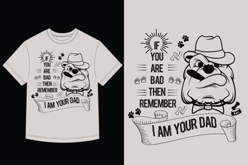 Angry Bulldog Mascot with Hat and Cigar - Funny I Am Your Dad T-Shirt Design