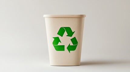 Recyclable cup with green recycling symbol designed for eco-friendly use in cafes and events