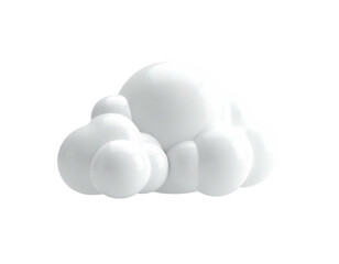 Glossy, white, cartoon-style cloud floating against a stark black background