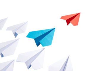 Origami paper airplane illustration design concept on white background