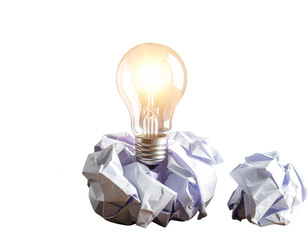 Bright glass bulb on white background