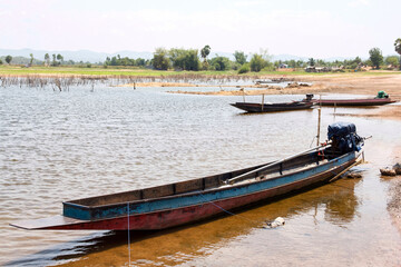Obraz premium Folk fishing boats made of wood